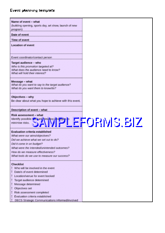 Event Planning Template doc pdf free